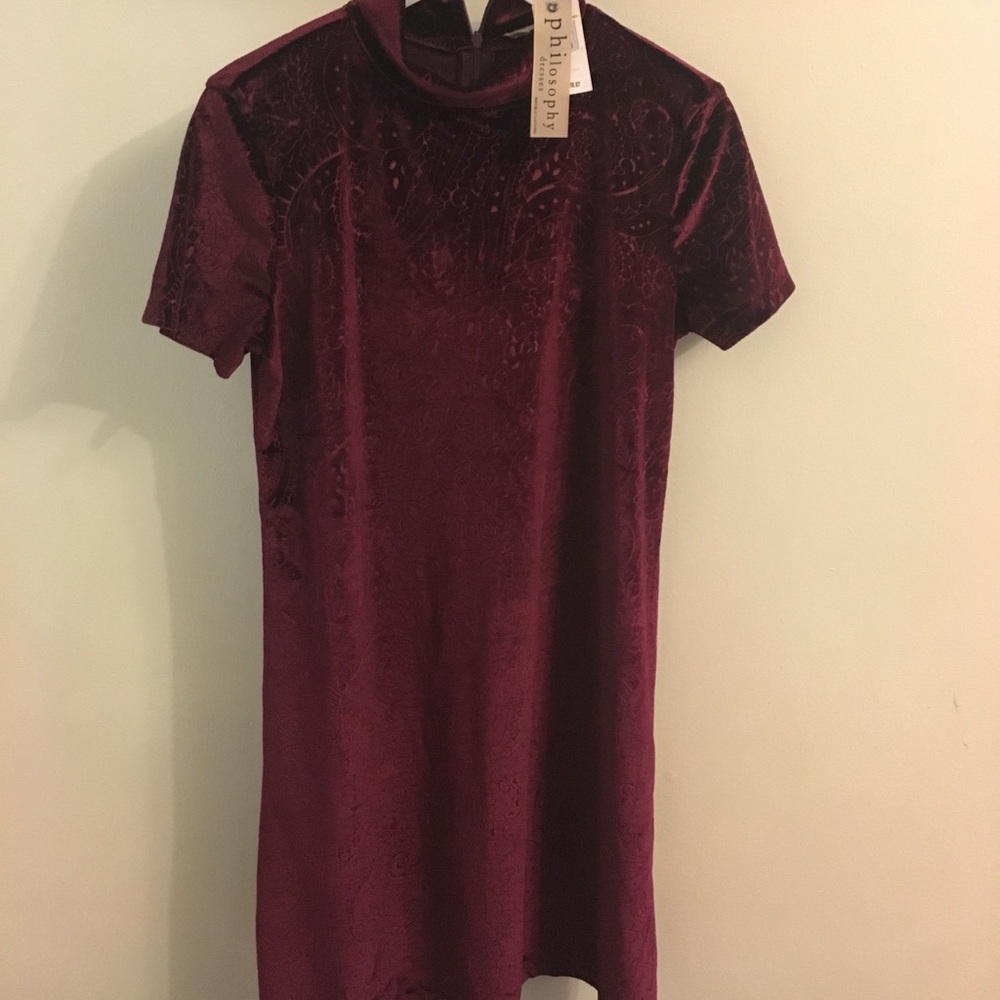 Maroon velvet dress